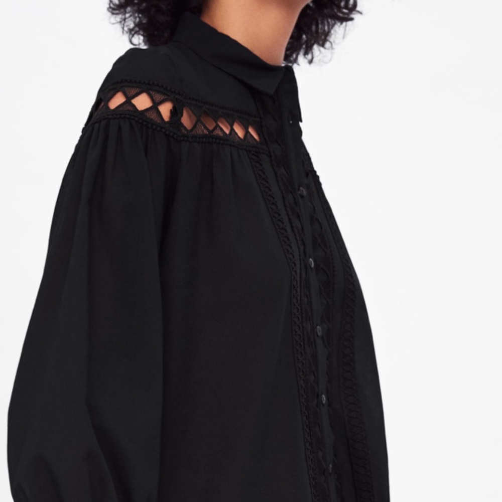 nwt ZARA contrasting poplin dress - Picture 4 of 7
